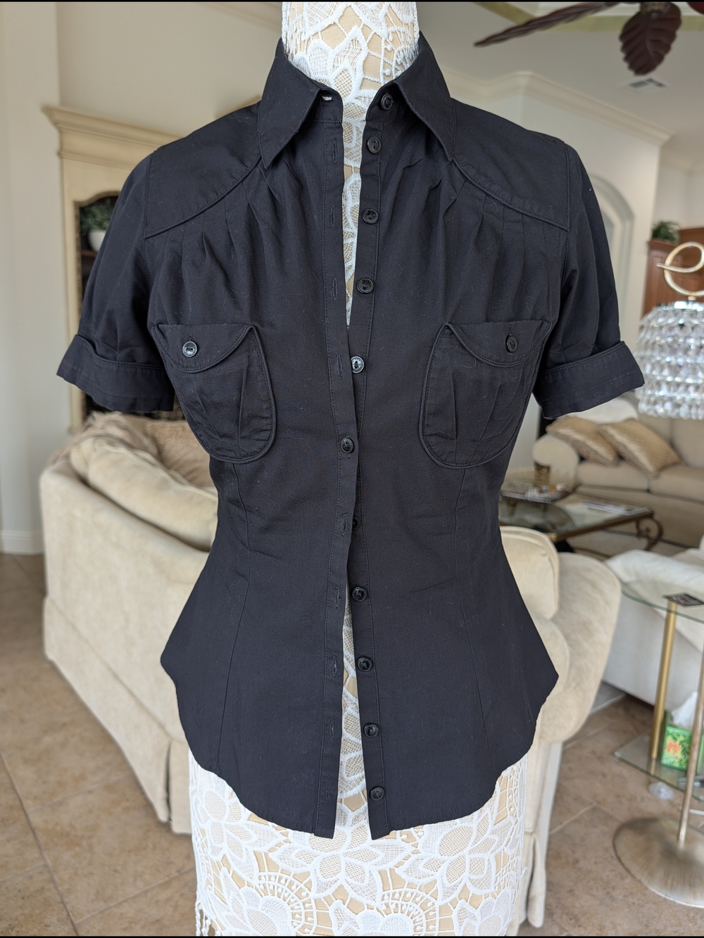 Anne Fontaine Black Blouse with Branded Neck Label